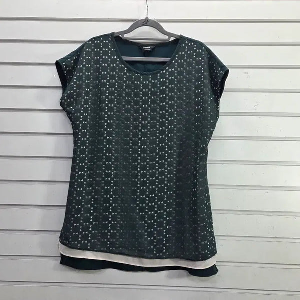 [BUNJANG] Renoma Green Ivory Geometric Pattern Blouse / 레노마  그린 아이보리  세모무늬 블라우스/보물찾기천사
