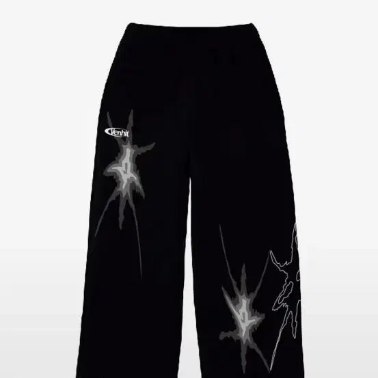 [BUNJANG] Benetton Black Graphic Pants / 벤힛 블랙 그래픽 팬츠