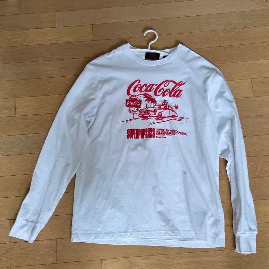 [BUNJANG] Coca-Cola x Petchs x Superpop Long Sleeve White / M 코카콜라x피치스x슈퍼팝 롱슬리브 화이트
