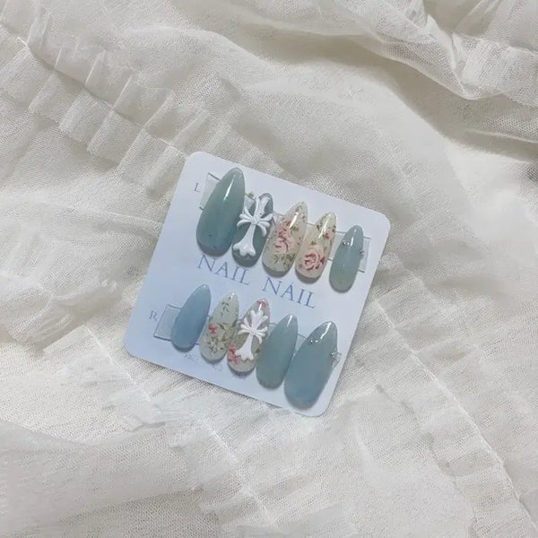 [BUNJANG] Chrome Hearts Flower Nail Tips / 크롬하츠플라워 네일팁