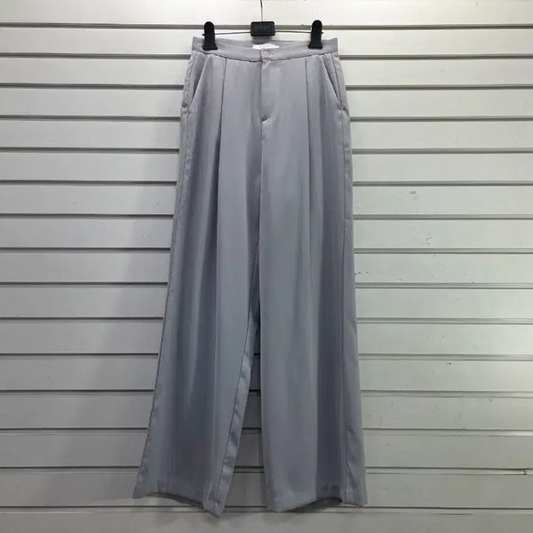 [BUNJANG] Women's Gray Pleated Spring/Summer Wide-Leg Trousers (Size 25) / 그레이 앞주름 춘하용 여성 와이드 바지25/보물찾기천사