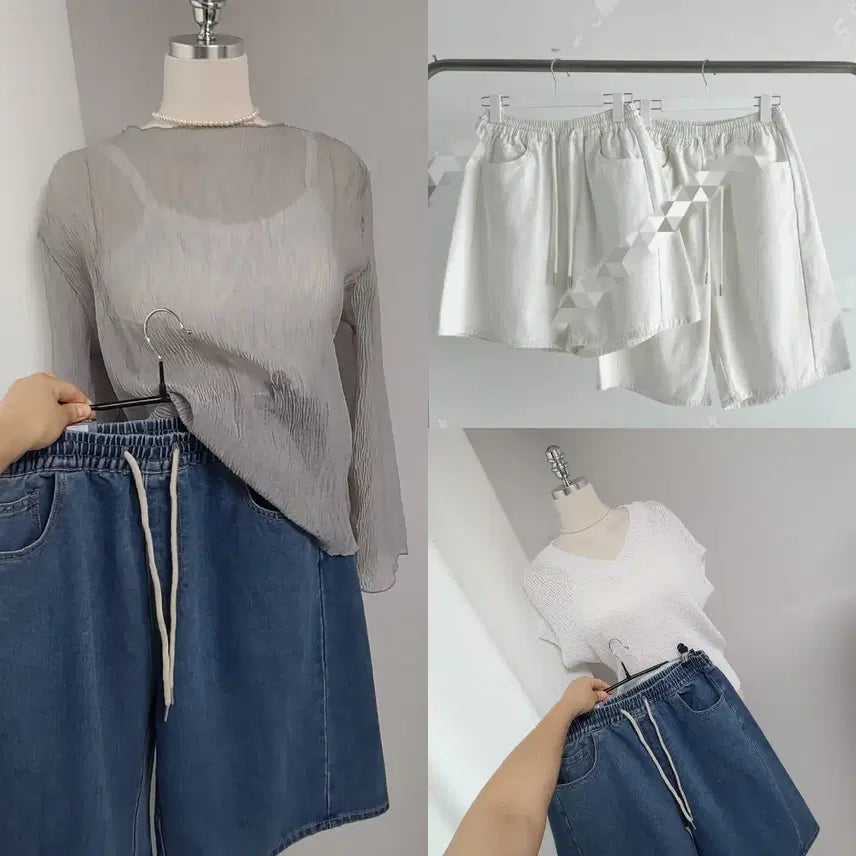 [BUNJANG] Women's 2-Layer Shorts (4 Colors, 3 Sizes) / 새-2단기장 반바지(4col)(3size)