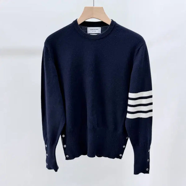 [BUNJANG] Thom Browne Striped Armband Cashmere Knit Navy Size 4 / [S+급/4] 톰브라운 사선완장 캐시미어 니트 네이비