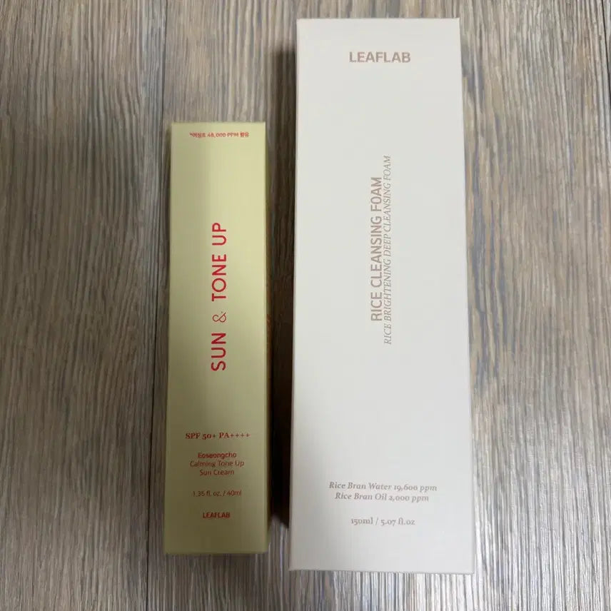 [BUNJANG] Leaf Lab Sun & Tone Up Sun Cream and Rice Cleansing Foam Bundle Set / 리프랩 한아름송이 썬앤톤업 선크림 쌀 클렌징폼 일괄판매