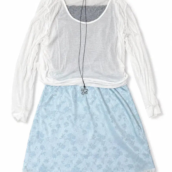 [BUNJANG] Fairy Vintage Look Set (Top + Gray Camisole + Skirt) / 페어리 빈티지룩 세트