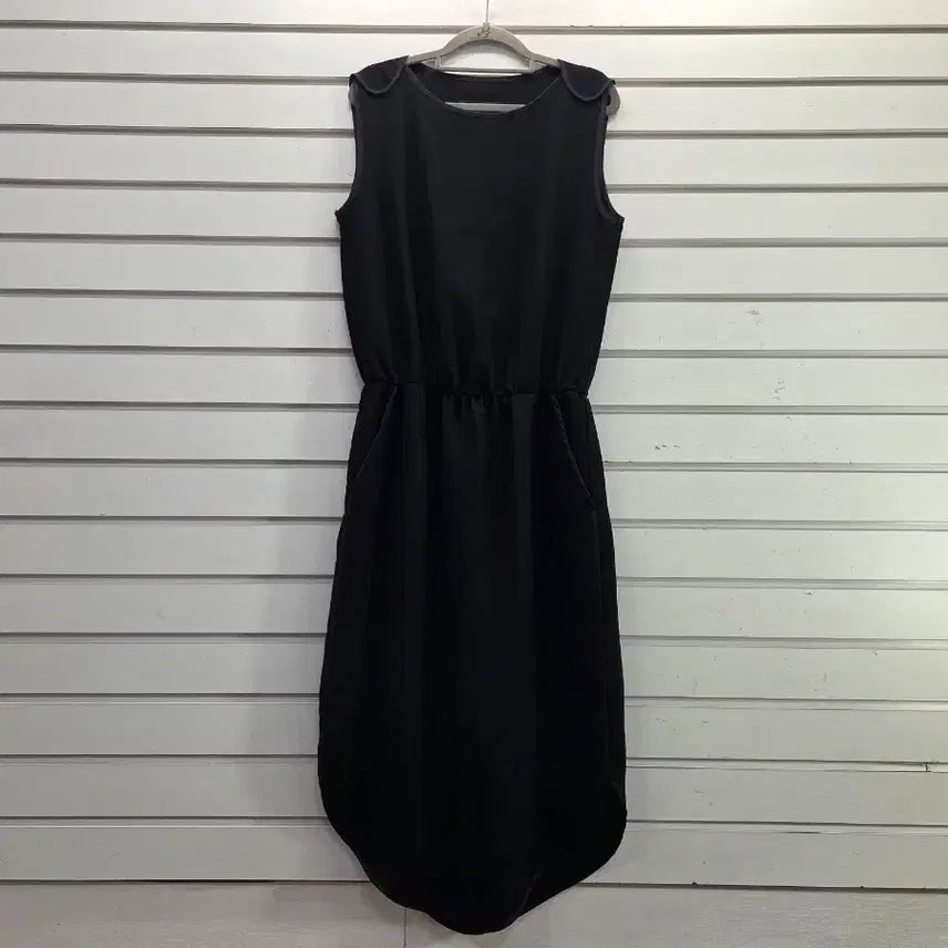 [BUNJANG] Black Sleeveless Waist Tie Long Dress / 블랙  민소매 허리끈장식 롱원피스55  /보물찾기천사
