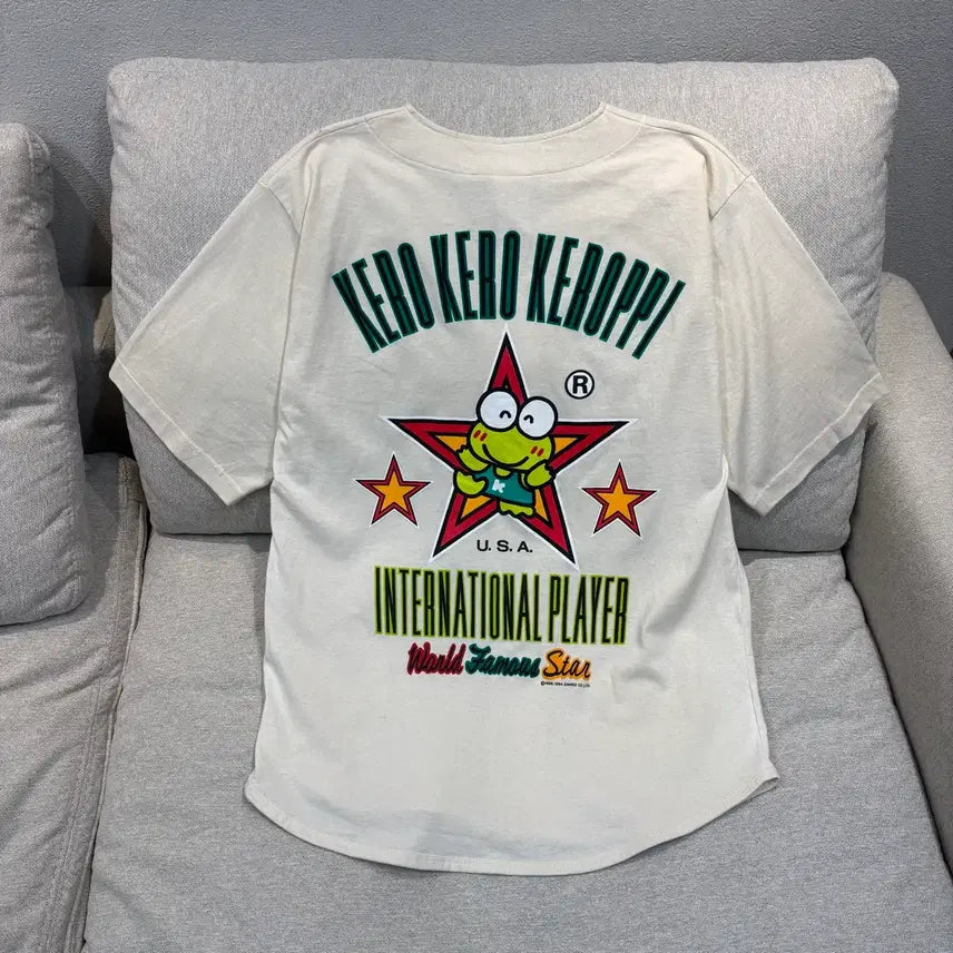 [BUNJANG] Sanrio Keroppi 90s Short Sleeve Shirt / 90s Sanrio Keroppi USA 산리오 케로피 반팔셔츠