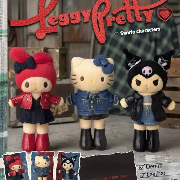 [BUNJANG] Shinrio Overseas Limited Edition Denim Long-Legged Mascot Plush Keychain Charm / (예약) 신리오 해외판 홍콩 한정 데님 가죽 롱다리 마스코트 누이 인형 키링 참