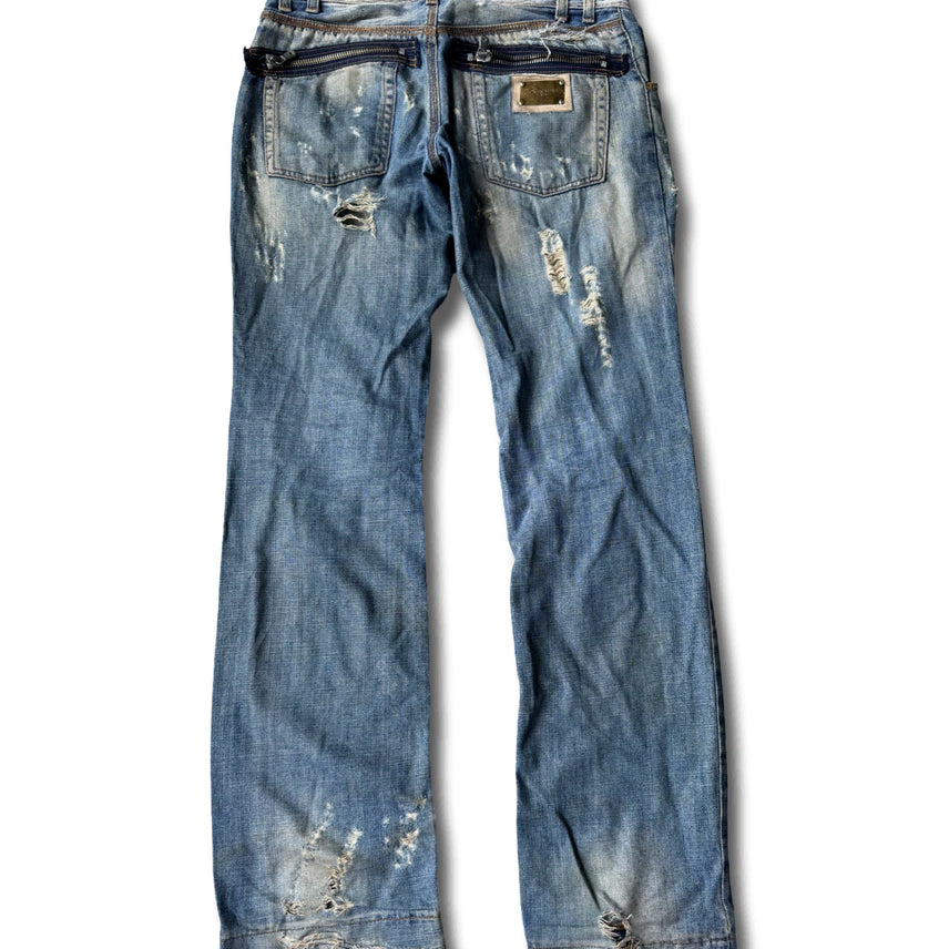 [BUNJANG] Dolce & Gabbana Zipper Detail Distressed Denim Pants / 돌체앤가바나 지퍼 디테일 디스트로이드 데님 팬츠