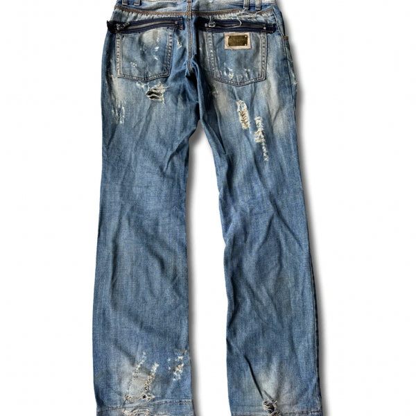 [BUNJANG] Dolce & Gabbana Zipper Detail Distressed Denim Pants / 돌체앤가바나 지퍼 디테일 디스트로이드 데님 팬츠