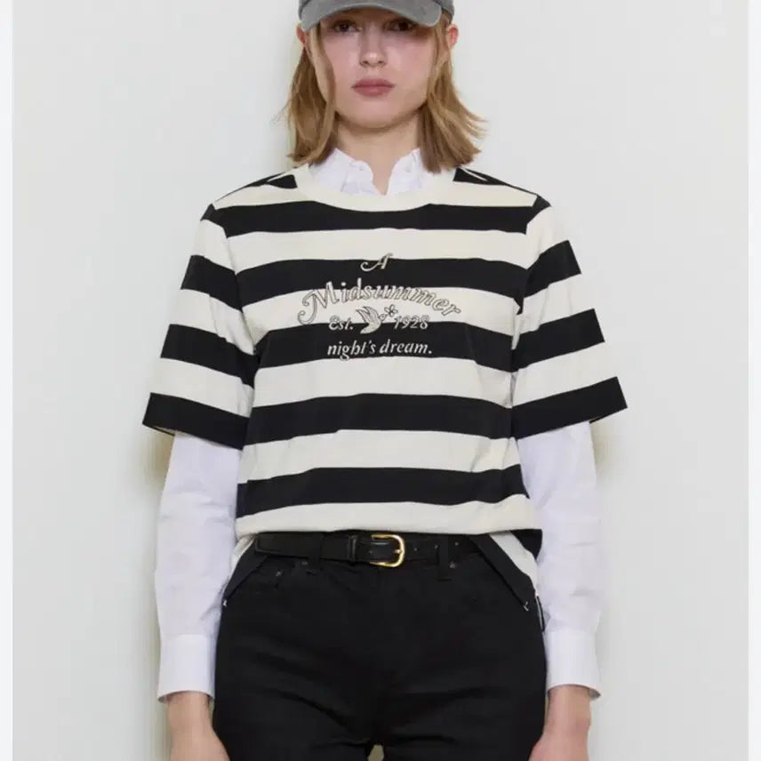 [BUNJANG] Hazzys Women's Striped T-Shirt / 헤지스 25년 여성 스트라이프 티셔츠 95