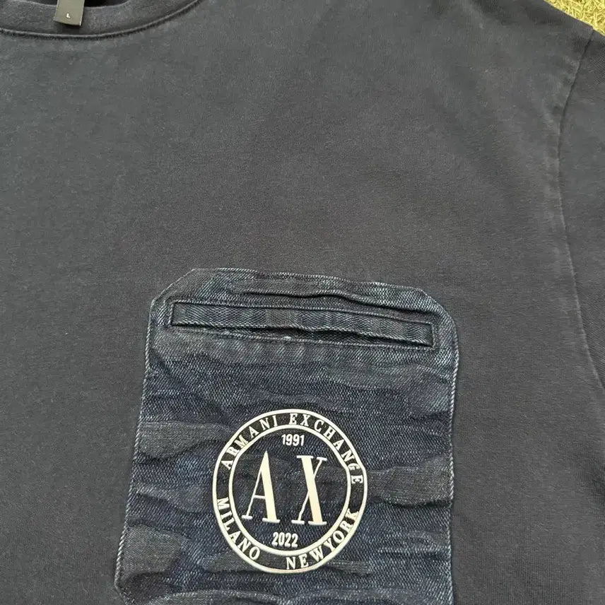 [BUNJANG] Emporio Armani Men's Pocket T-Shirt Navy / 알마니 티셔츠 포켓 대님