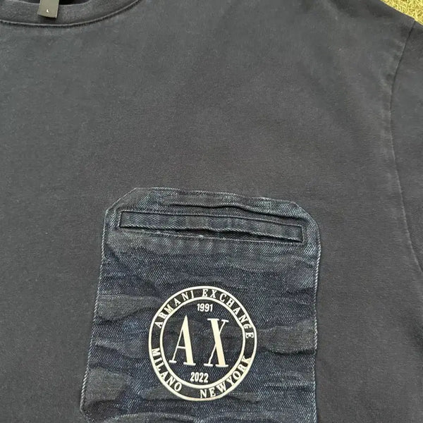 [BUNJANG] Emporio Armani Men's Pocket T-Shirt Navy / 알마니 티셔츠 포켓 대님