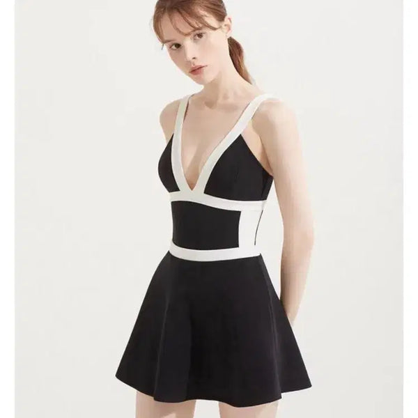 [BUNJANG] Agnes Classique Monokini (Black & White One-Piece Swimsuit with Skirt) / 아그넬 클래시크 모노키니(블랙 화이트 원피스 수영복_스커트 포함)
