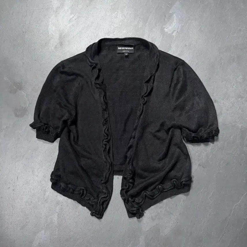 [BUNJANG] Emporio Armani Frill Short Sleeve Cardigan / 엠포리오 아르마니 프릴 가디건