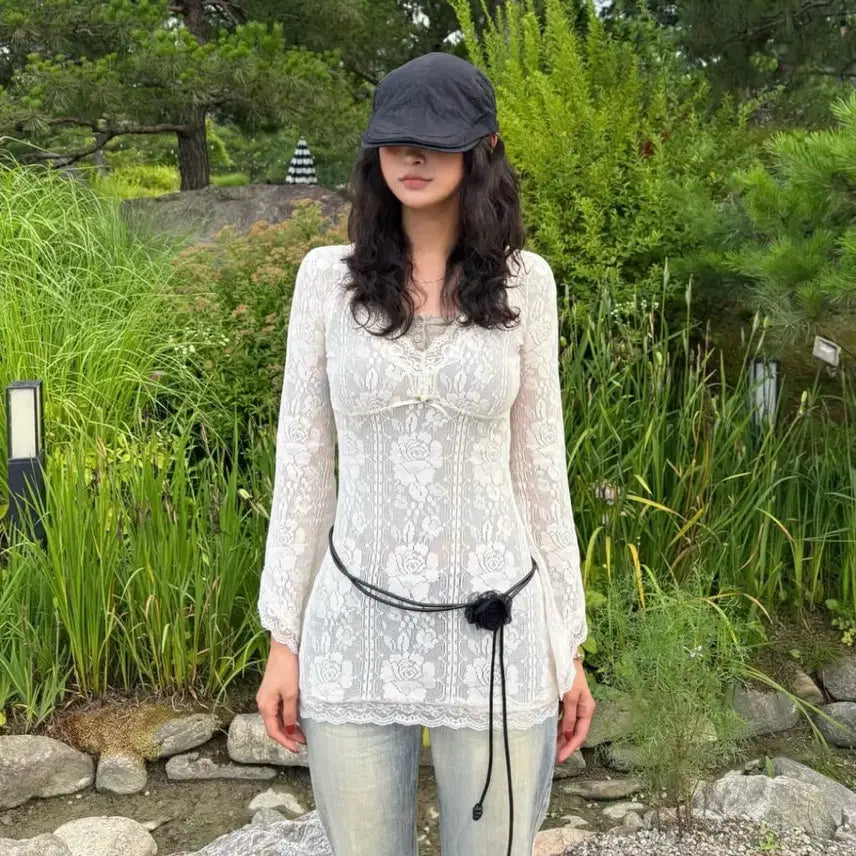 [BUNJANG] Sculptor Ethnic Fairy Sheer Lace Long Sleeve Top / Sculptor 모리 에스닉 페어리 시스루 레이스 롱슬리브