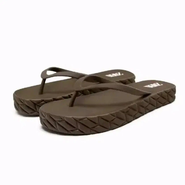 [BUNJANG] Zara Rubberized Flat Sandals - Brown (Size 38) / zara 자라 러버라이즈드 플랫 샌들 - 브라운,(38)