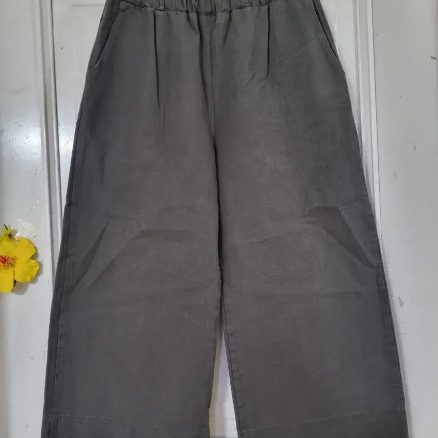 [BUNJANG] Summer Wide-Leg Cotton Pants with Comfortable Waistband / 여름 고급스러운 디자인이쁜 와이드 밴딩 면 통바지. 깨끗해요