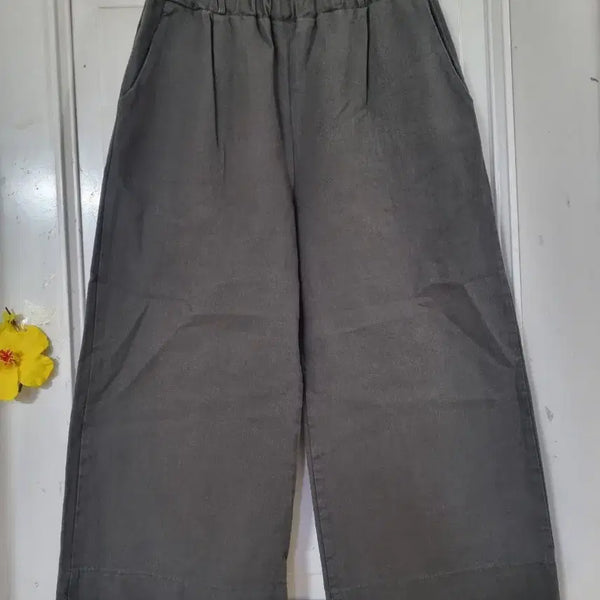 [BUNJANG] Summer Wide-Leg Cotton Pants with Comfortable Waistband / 여름 고급스러운 디자인이쁜 와이드 밴딩 면 통바지. 깨끗해요