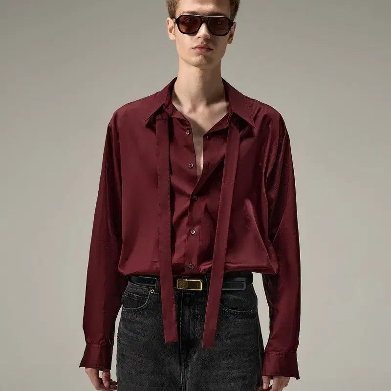 [BUNJANG] NOIZ 25SS Burgundy Tie Shirt / 노이스 25ss 버건디 타이 셔츠 팝니다