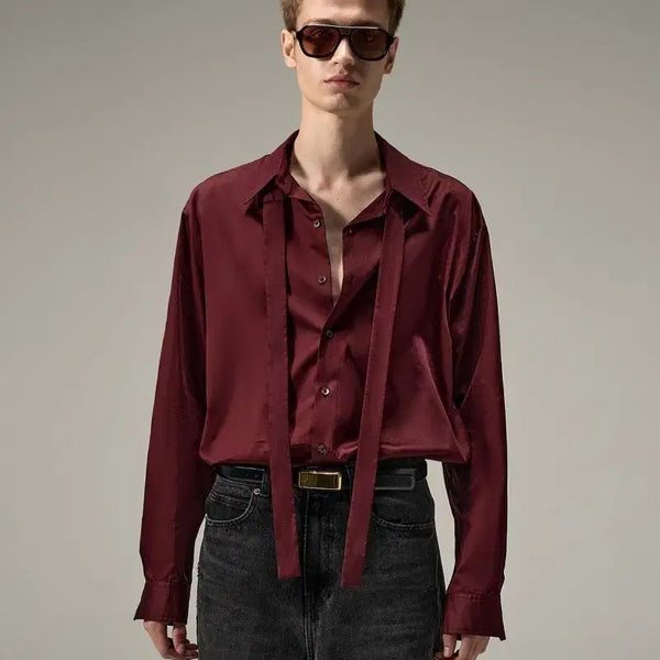 [BUNJANG] NOIZ 25SS Burgundy Tie Shirt / 노이스 25ss 버건디 타이 셔츠 팝니다
