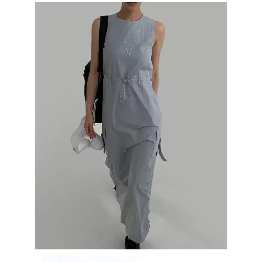 [BUNJANG] LaRoom String Cargo Dress Charcoal / 라룸 스트링 카고 원피스 - 차콜