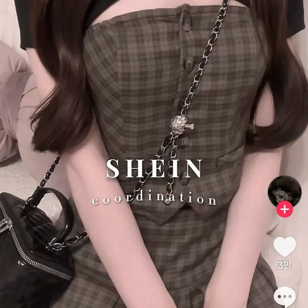 [BUNJANG] Shein Checkered Coordi Set / 쉬인 체크 코디 세트