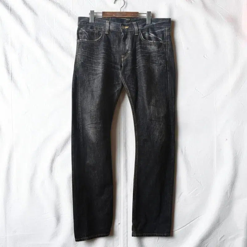 [BUNJANG] Edwin 502 Black Indigo Denim Pants M0862 / 에드윈 502 흑청 데님팬츠 M0862