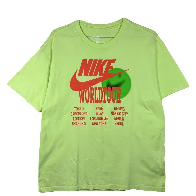 [BUNJANG] Nike World Tour Graphic T-Shirt XXL Cotton / NIKE 나이키 월드투어 형광 반팔티 그래픽 스트킷캐주얼 티셔츠 [XXL] 코튼 100%