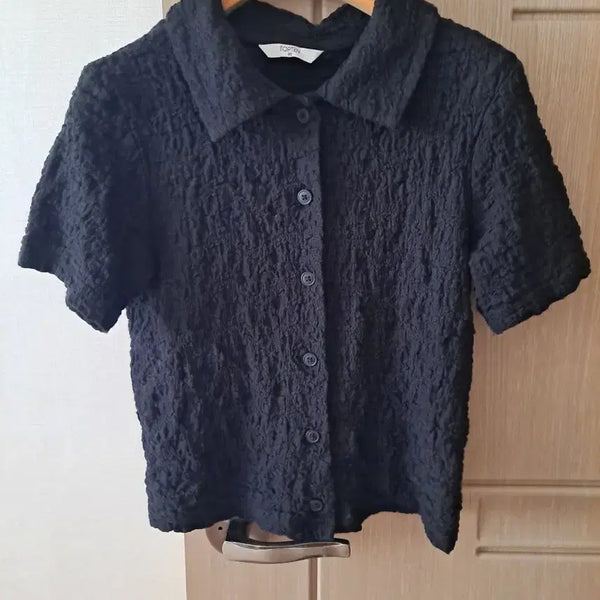 [BUNJANG] TOPTEN Cropped Seersucker Shirt / 탑텐 크롭쭈글 셔츠