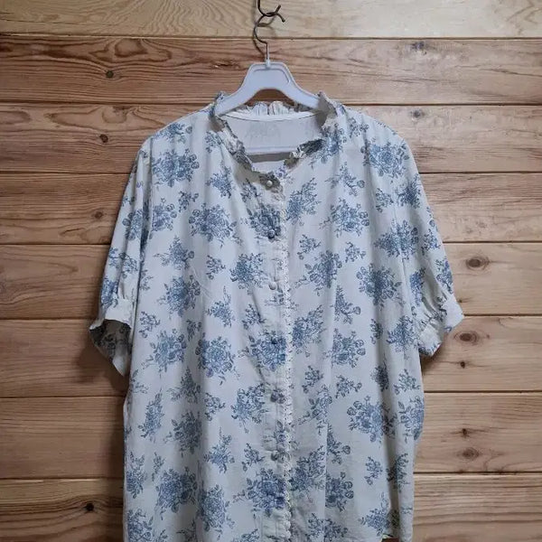 [BUNJANG] Linen Blend Blouse / 린넨 혼방 블라우스
