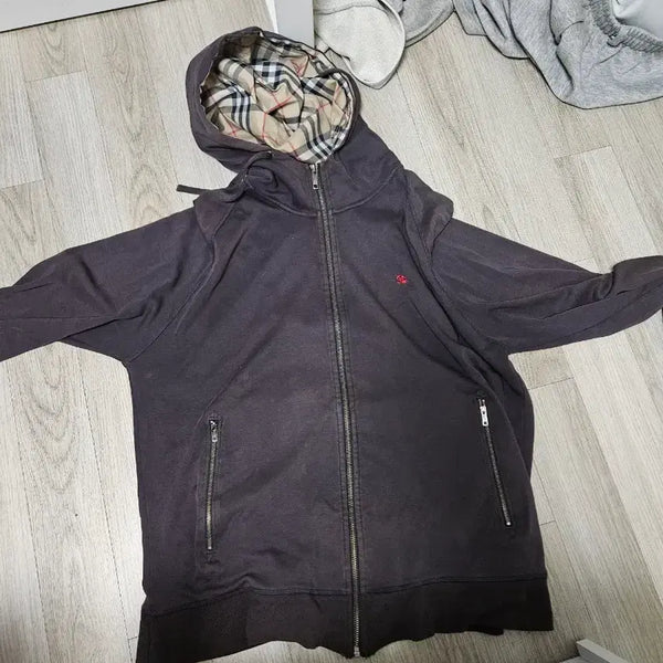 [BUNJANG] Burberry Checked Lining Zip-Up Hoodie / 버버리 후드집업
