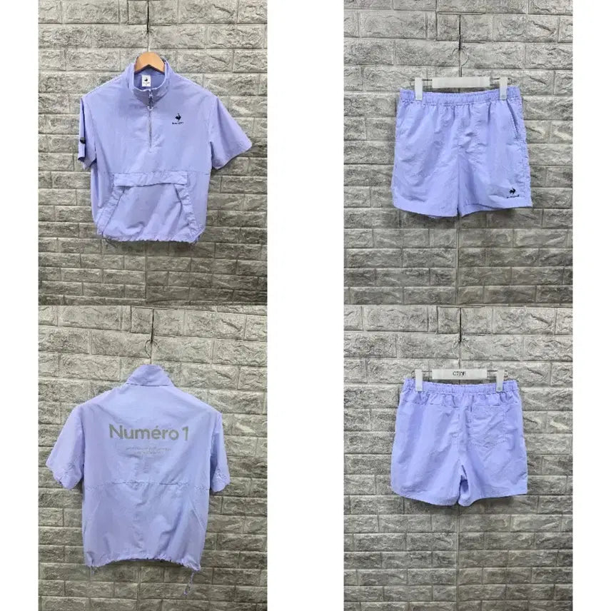 [BUNJANG] Le Coq Sportif Women's Short Sleeve Jacket & Shorts Set Lavender Size 77 / 르꼬끄 스포르티브 여자 반팔 자켓 & 반바지 세트 연보라 사이즈 77