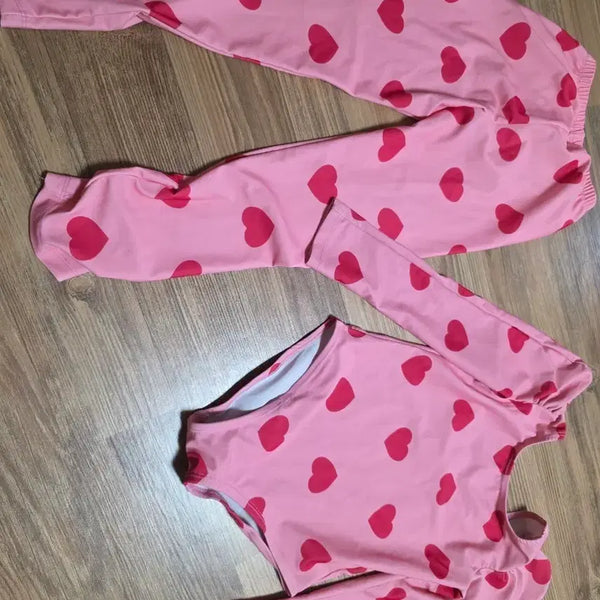 [BUNJANG] Ye-z World Pink Heart Swimsuit Set / 예z월드 핑크 하트 수영복 세트