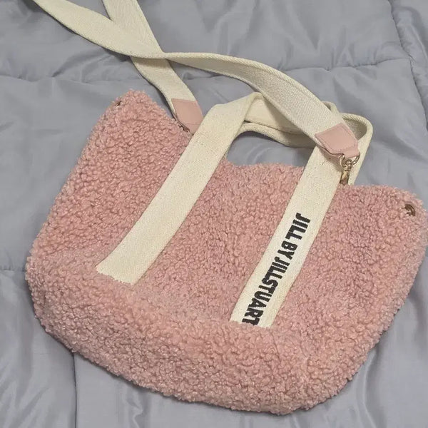 [BUNJANG] JILL by JILLSTUART Fleece Tote Bag Pink / 질바이 질스튜어트 뽀글이 토트백 핑크
