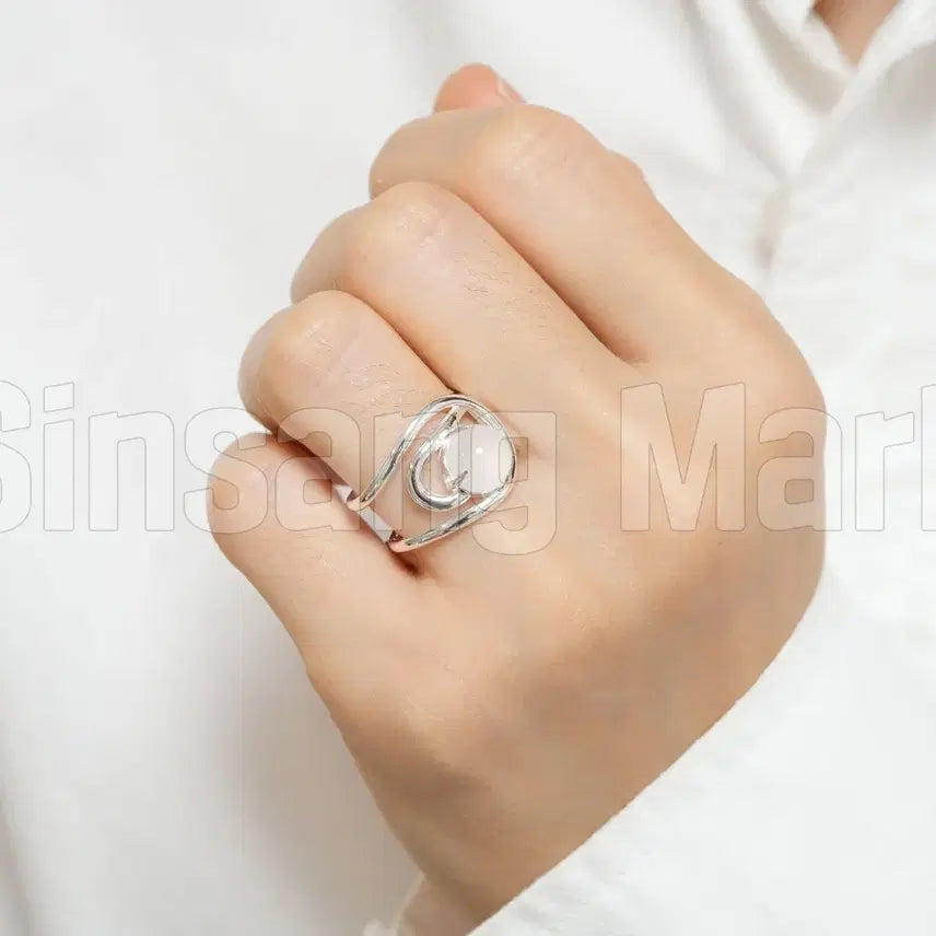 [BUNJANG] KOEM Sterling Silver 925 Round Frame Open Ring / [빠른발송] 코엠 실버925 원형 프레임 오픈링