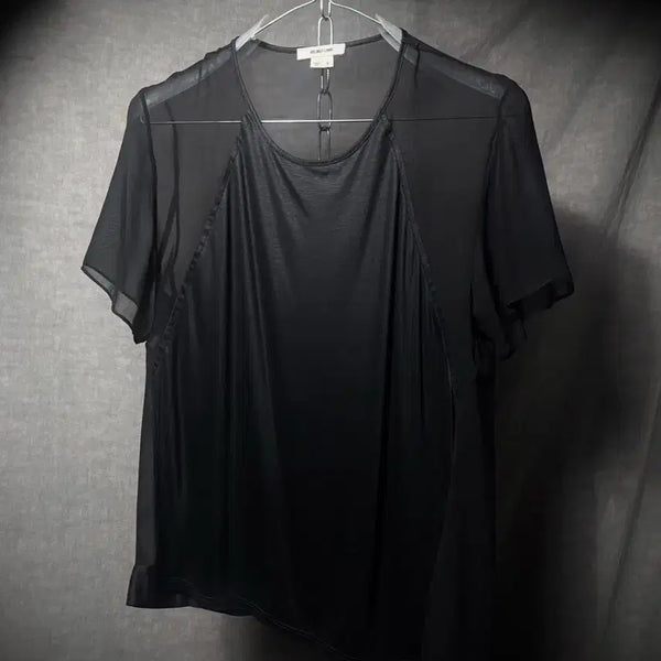 [BUNJANG] Helmut Lang Sheer Asymmetric Hem Top Black / 헬무트랭 시스루 비대칭 탑