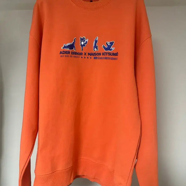 [BUNJANG] Maison Kitsuné x Ader Error Blue Yoga Fox Orange Sweatshirt / 사이즈A1) 메종키츠네X아더에러 블루 요가 폭스 오렌지 맨투맨