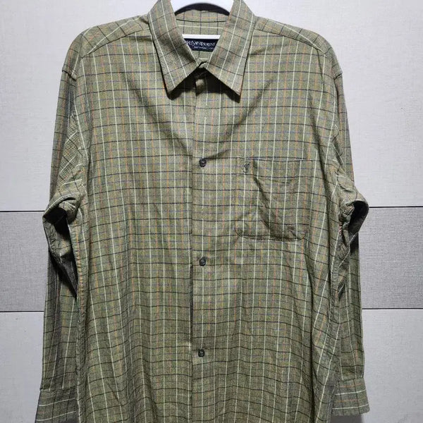 [BUNJANG] Yves Saint Laurent Men's Checkered Shirt / 입생로랑(YVES SAINT LAURENT) 남성 체크 셔츠