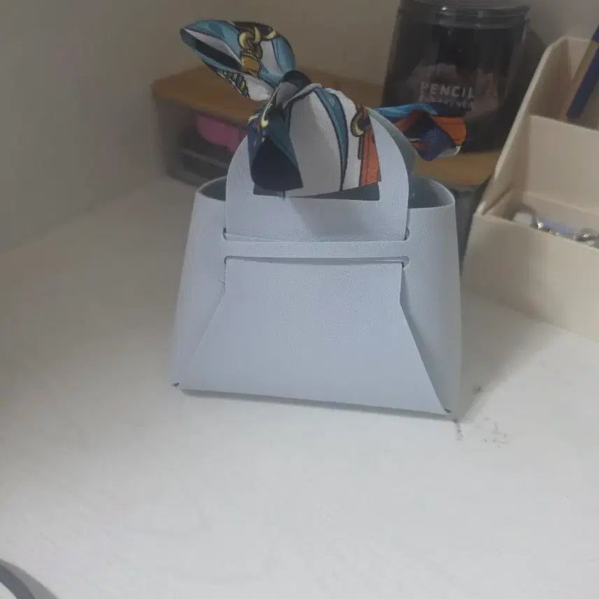 [BUNJANG] Mini Tote Bag with Scarf Accent / 미니 토트백 스카프 장식 핸드백