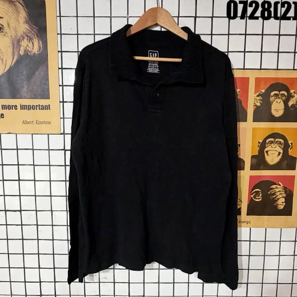 [BUNJANG] Gap Long Sleeve Knit Polo Shirt Black M / 갭 긴팔 니트 카라티 블랙 M 0728