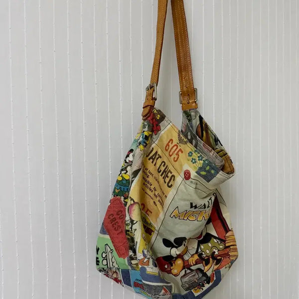 [BUNJANG] Vintage Mickey Mouse Printing Hobo Bag / 빈티지 미키마우스 프린팅 호보백