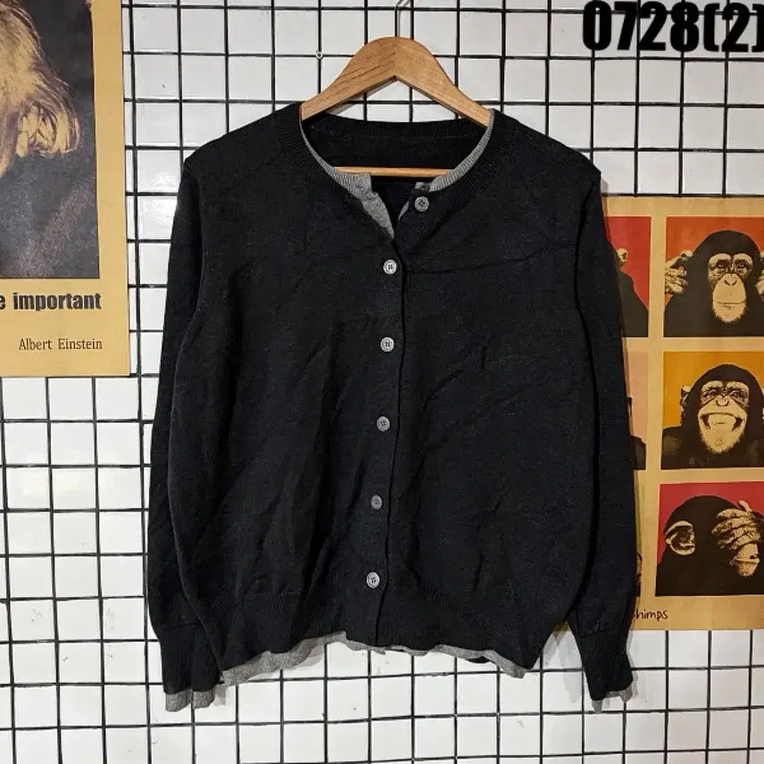 [BUNJANG] Round Neck Cardigan Dark Gray L / 라운드넥 가디건 다크그레이 L 0728