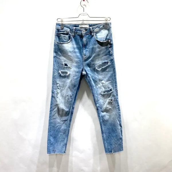 [BUNJANG] Zara Light Wash Distressed Paint Jeans Size 31 / 자라 청바지 연청 찢청 페인트 디스트로이드 31