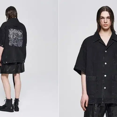 [BUNJANG] Songzio Homme Embroidered Denim Short Sleeve Shirt / 송지오옴므 위너브러더스 데님 반팔셔츠 팝니다