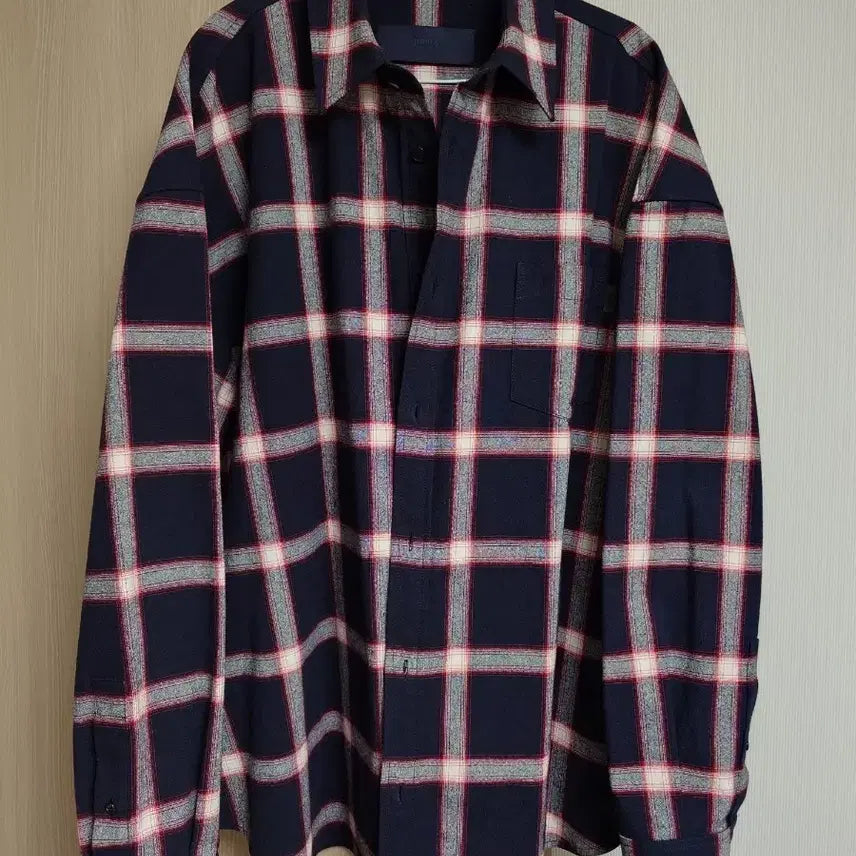 [BUNJANG] Juun.J 24SS Cotton Loose Fit Classic Flannel Shirt Navy Red Check / [50] 준지 24SS 코튼 루즈핏 클래식 플란넬 셔츠 네이비 레드 체크