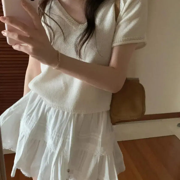[BUNJANG] Pretty Young Thing (PYT) Hanji V-Neck Knit Ivory / 새거 프리티영띵 한지 브이넥 니트 아이보리 pyt 프영띵