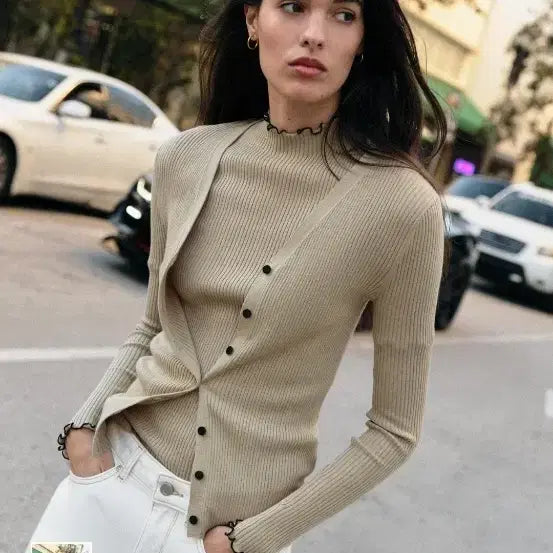 [BUNJANG] ZARA Ribbed Piping Cardigan / (새상품)자라 골지 파이핑 가디건