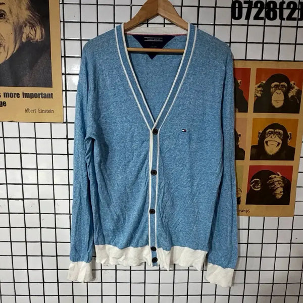 [BUNJANG] Tommy Hilfiger Blue/White Cardigan L / 타미힐피거 가디건 블루/화이트 L 0728