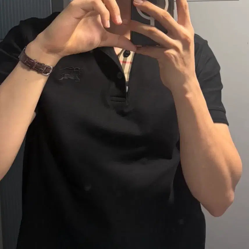 [BUNJANG] Burberry Monogram PK Collar T-Shirt Black XL / 버버리 모노그램 PK카라티 블랙 (xl)